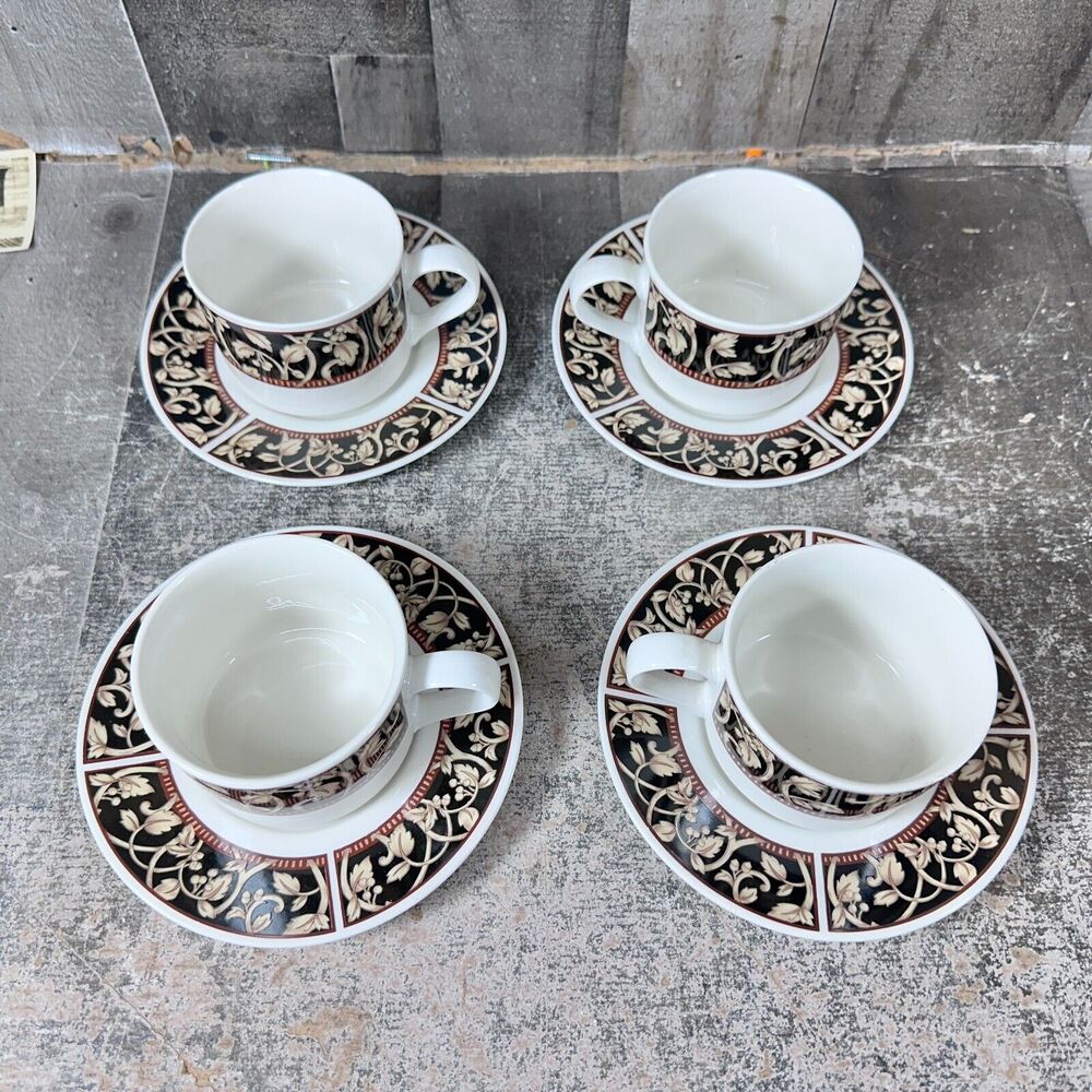 Vintage Savoy by Sango Flat Cup and Saucer set‎ of 4 - 8802